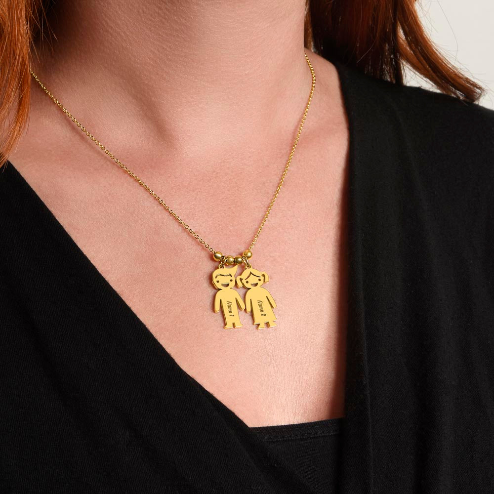 Engraved Kid Name Charm Necklace