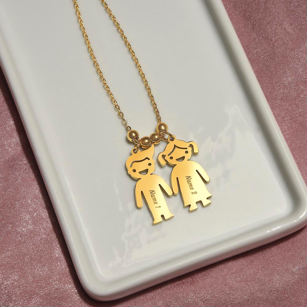 Engraved Kid Name Charm Necklace