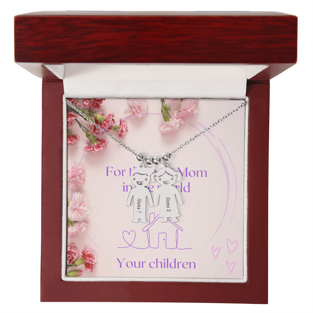 Engraved Kid Name Charm Necklace