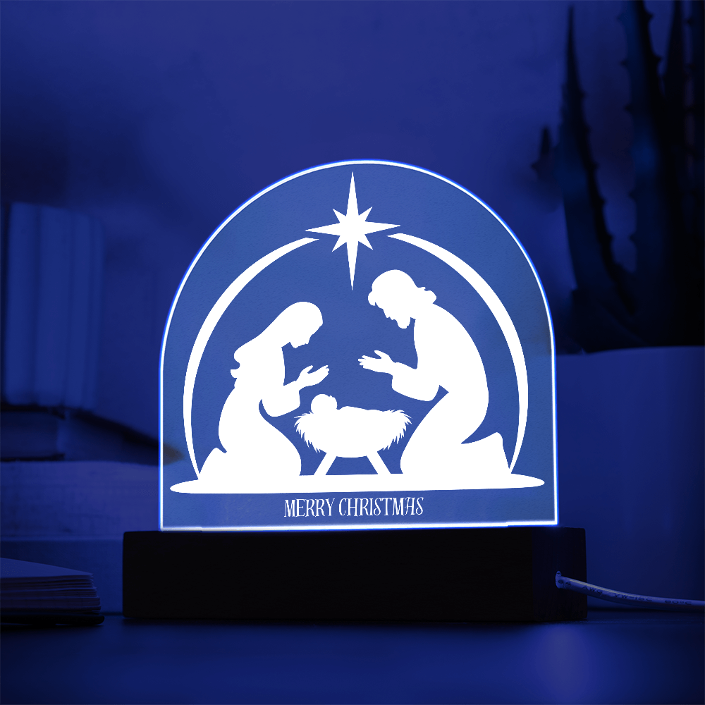 Personalized Christmas Nativity Scene LED Acrylic Dome Plaque