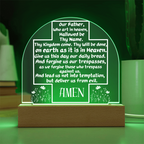 Our Father Prayer Cross LED Acrylic Dome Plaque