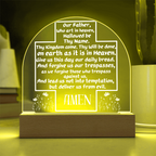 Our Father Prayer Cross LED Acrylic Dome Plaque