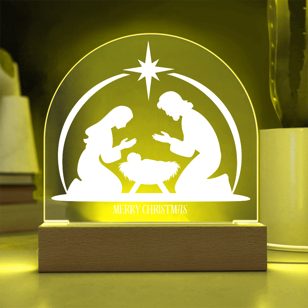 Personalized Christmas Nativity Scene LED Acrylic Dome Plaque
