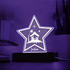 LED star personalized with a name and a nativity scene