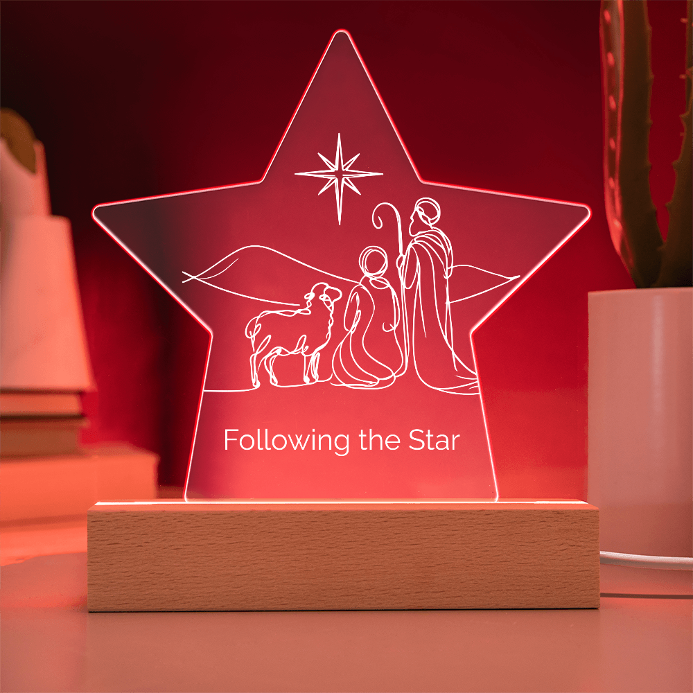 Follow the Star Christmas LED Acrylic Plaque Personalized