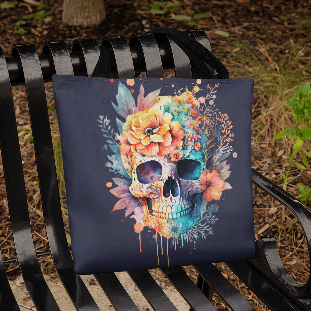 Dia de los muertos black tote bag