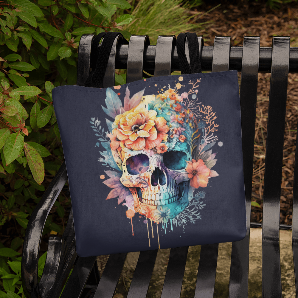 Dia de los muertos black tote bag