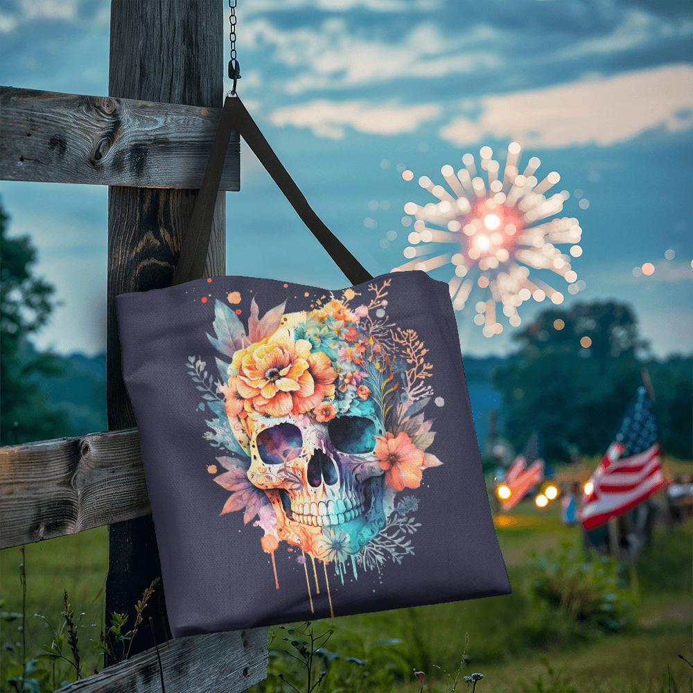 Dia de los muertos black tote bag