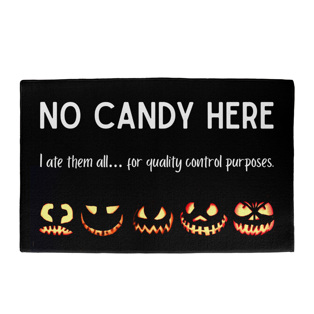 funny halloween no candy here door mat
