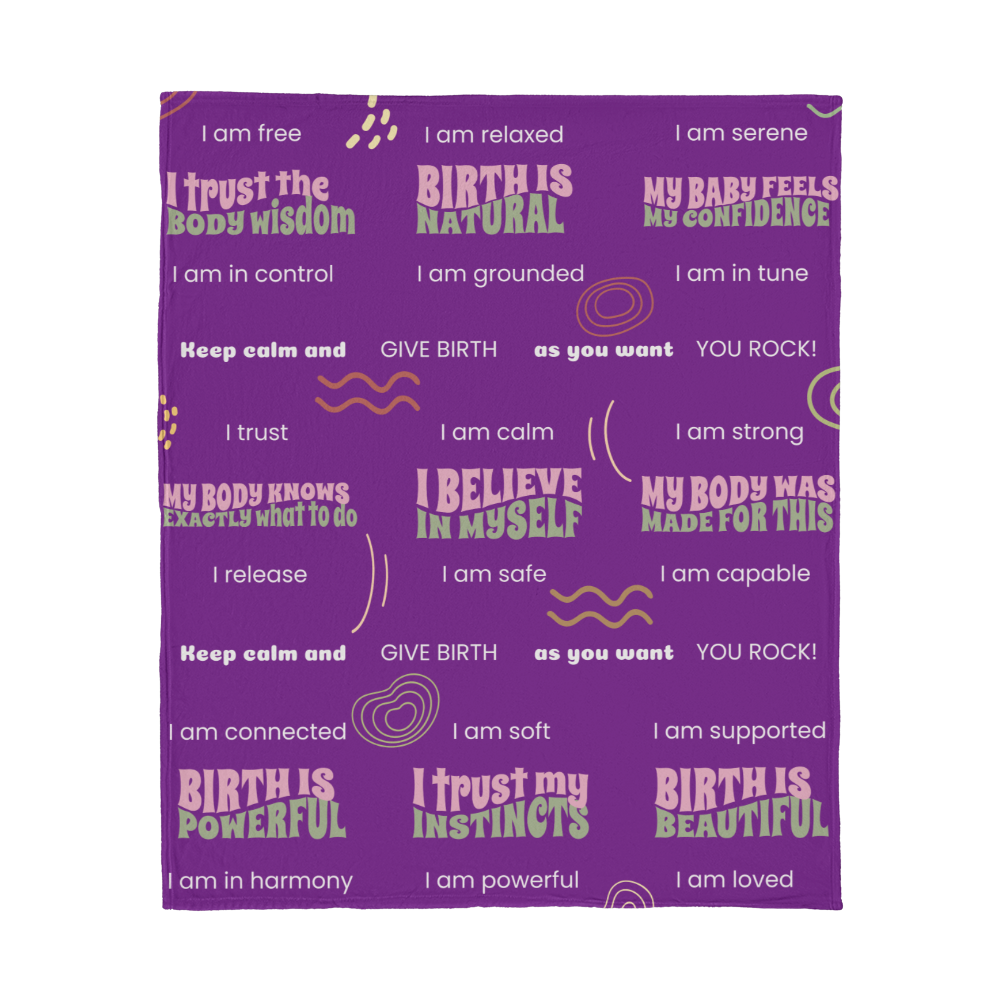 Jersey Fleece Birth Affirmations Blanket 50" x 60"