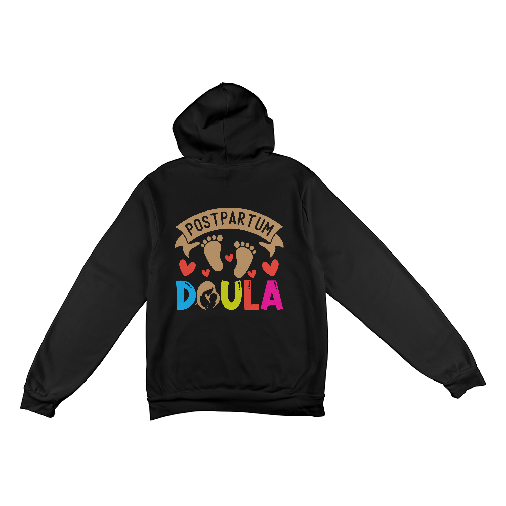 postpartum doula pullover hoodie black