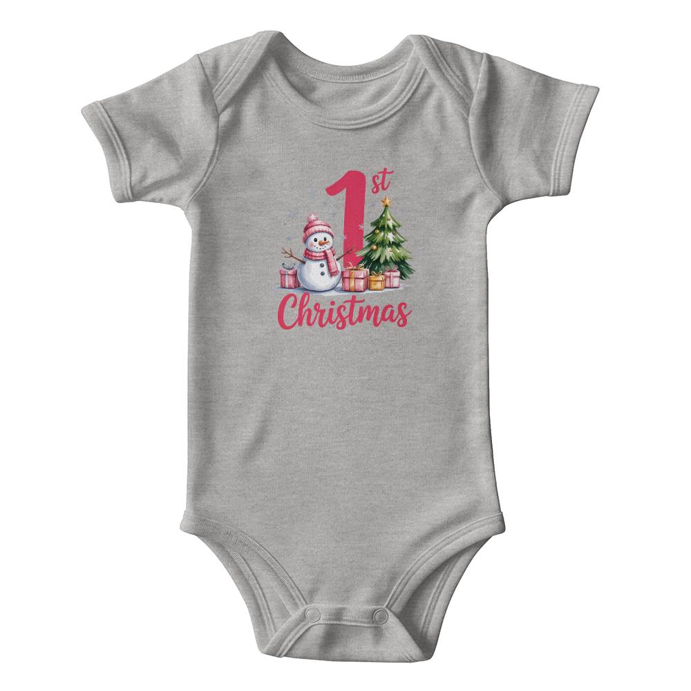 first christmas baby onesie bodysuit grey