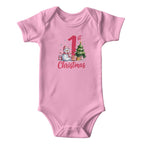 first christmas baby onesie bodysuit pink
