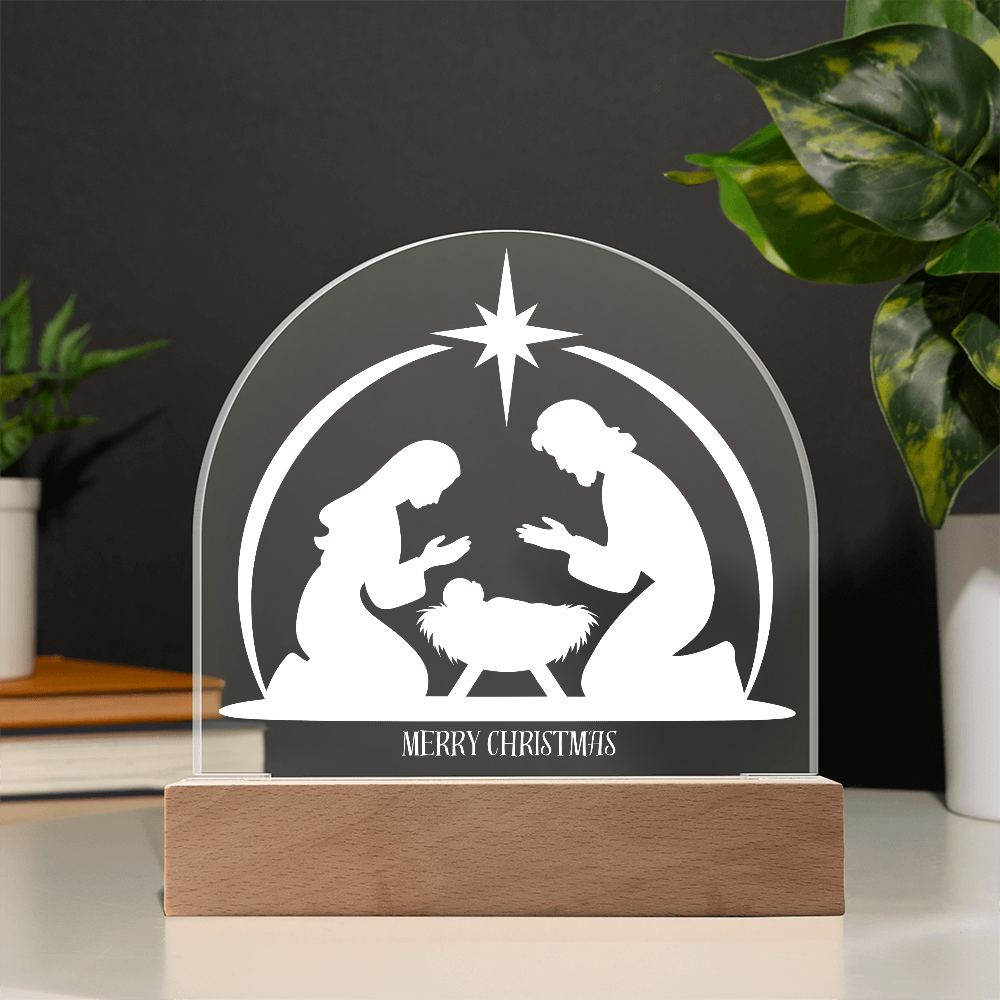 Personalized Christmas Nativity Scene LED Acrylic Dome Plaque
