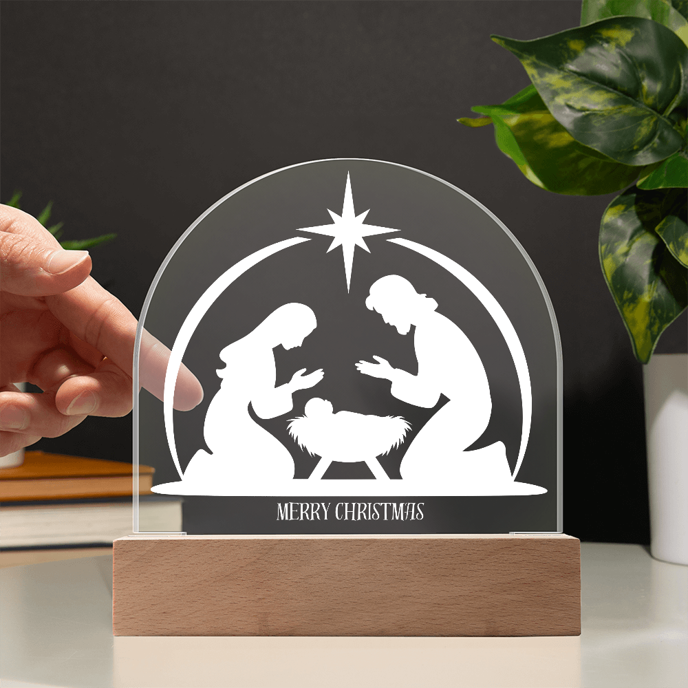 Personalized Christmas Nativity Scene LED Acrylic Dome Plaque