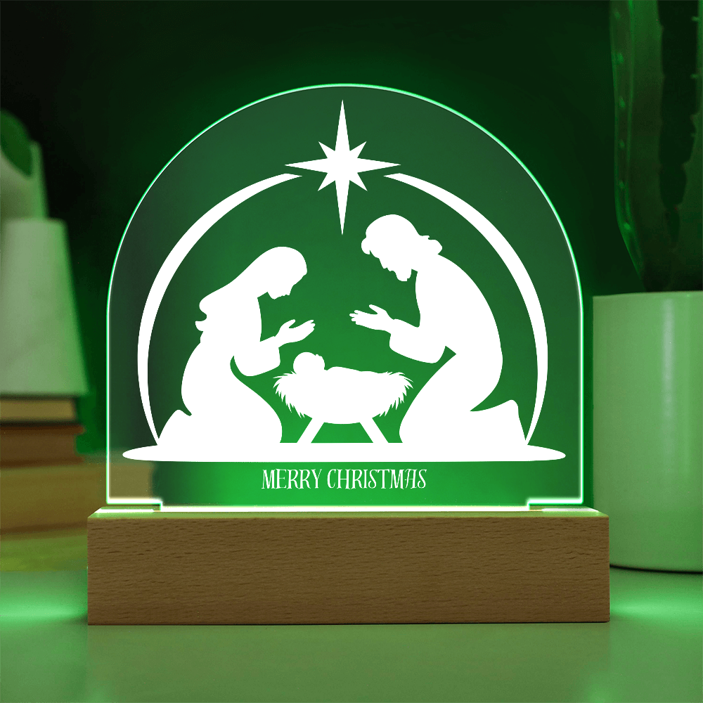 Personalized Christmas Nativity Scene LED Acrylic Dome Plaque