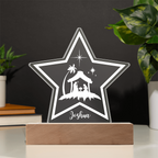 LED star personalized with a name and a nativity scene