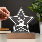 LED star personalized with a name and a nativity scene