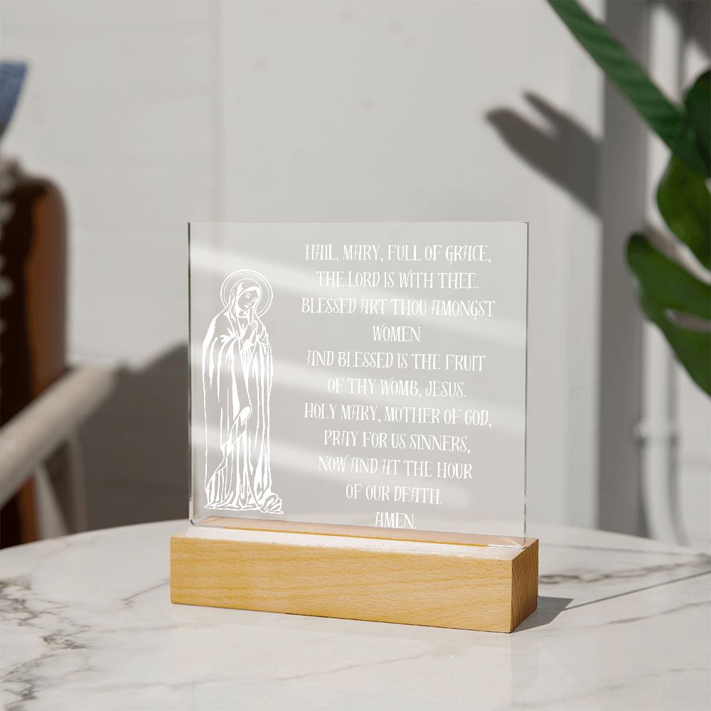 Hail Mary Prayer Catholic LED plaque