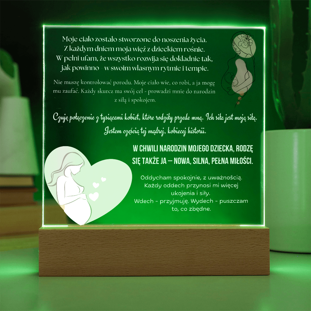 afirmacje porodowe LED światełka