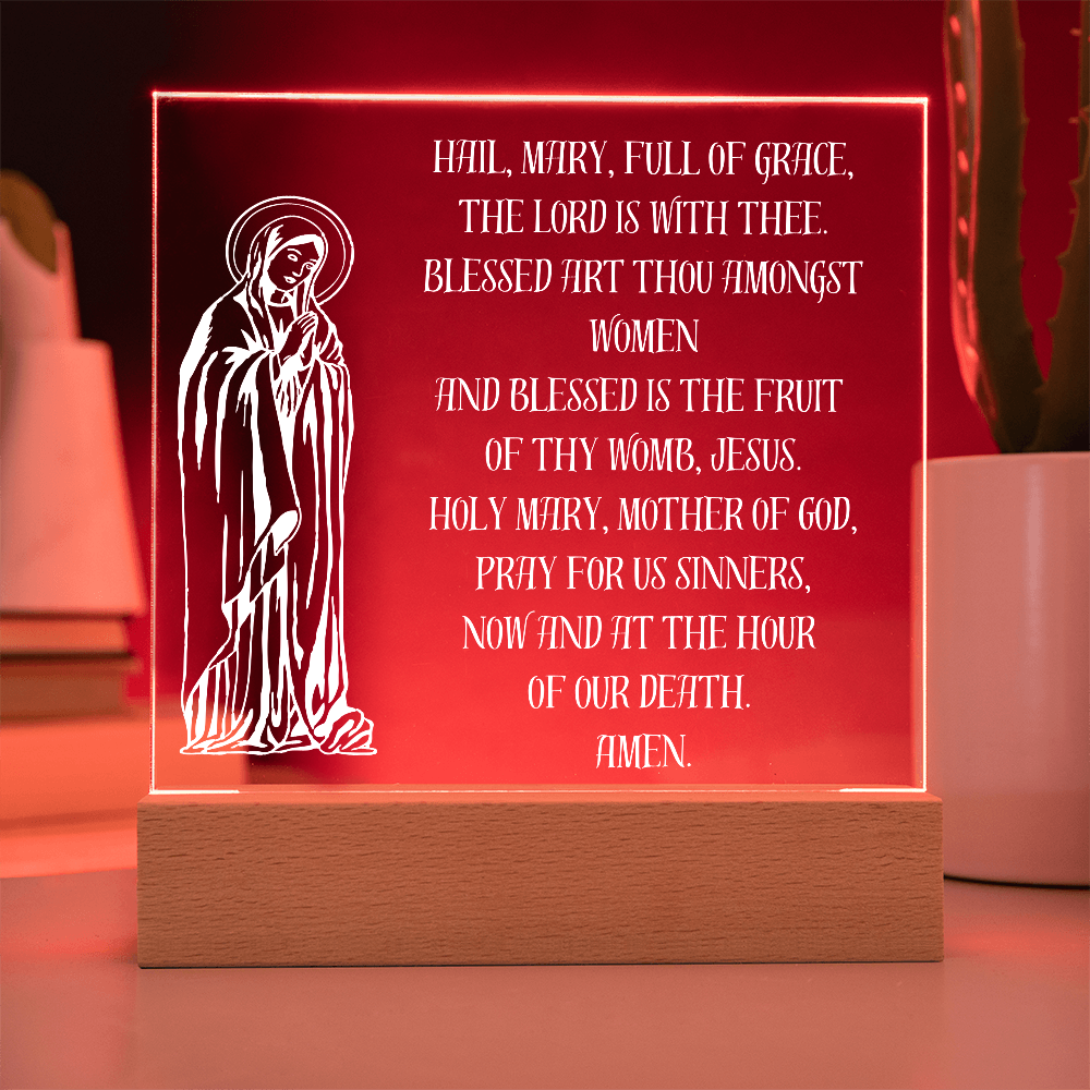 Hail Mary Prayer Catholic LED plaque