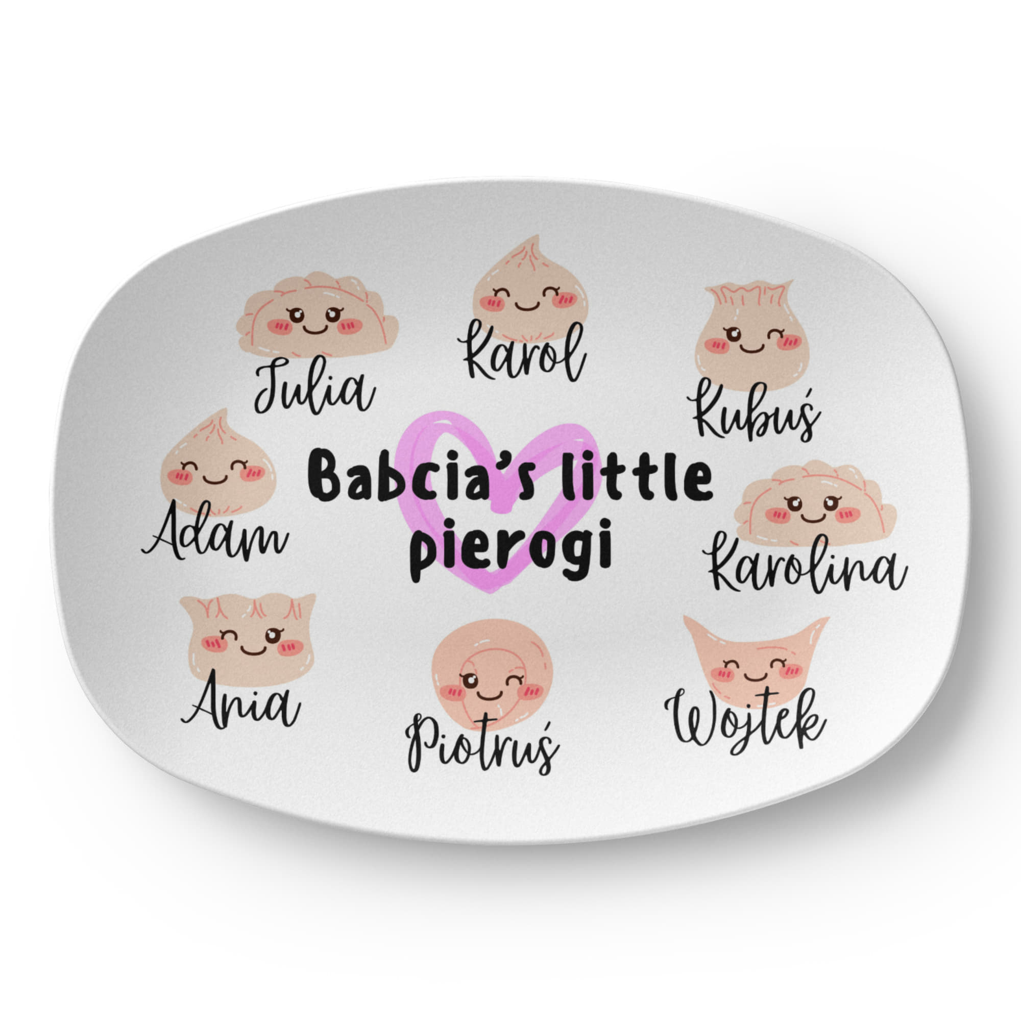 Babcia's little pierogi - personalized family platter with names Polish gift Family