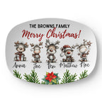 Reindeer family personalized Christmas platter