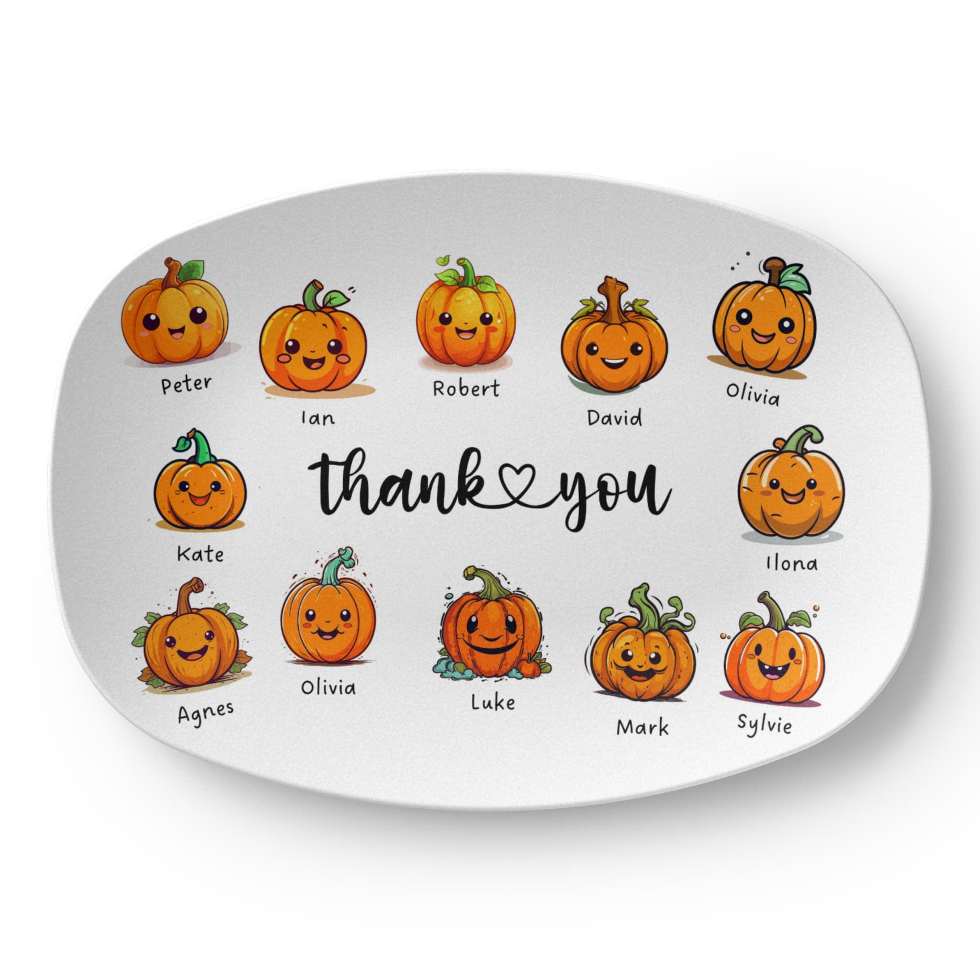 personalized serving platter thanksgiving pumpkin family with names