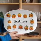 personalized serving platter thanksgiving pumpkin family with names
