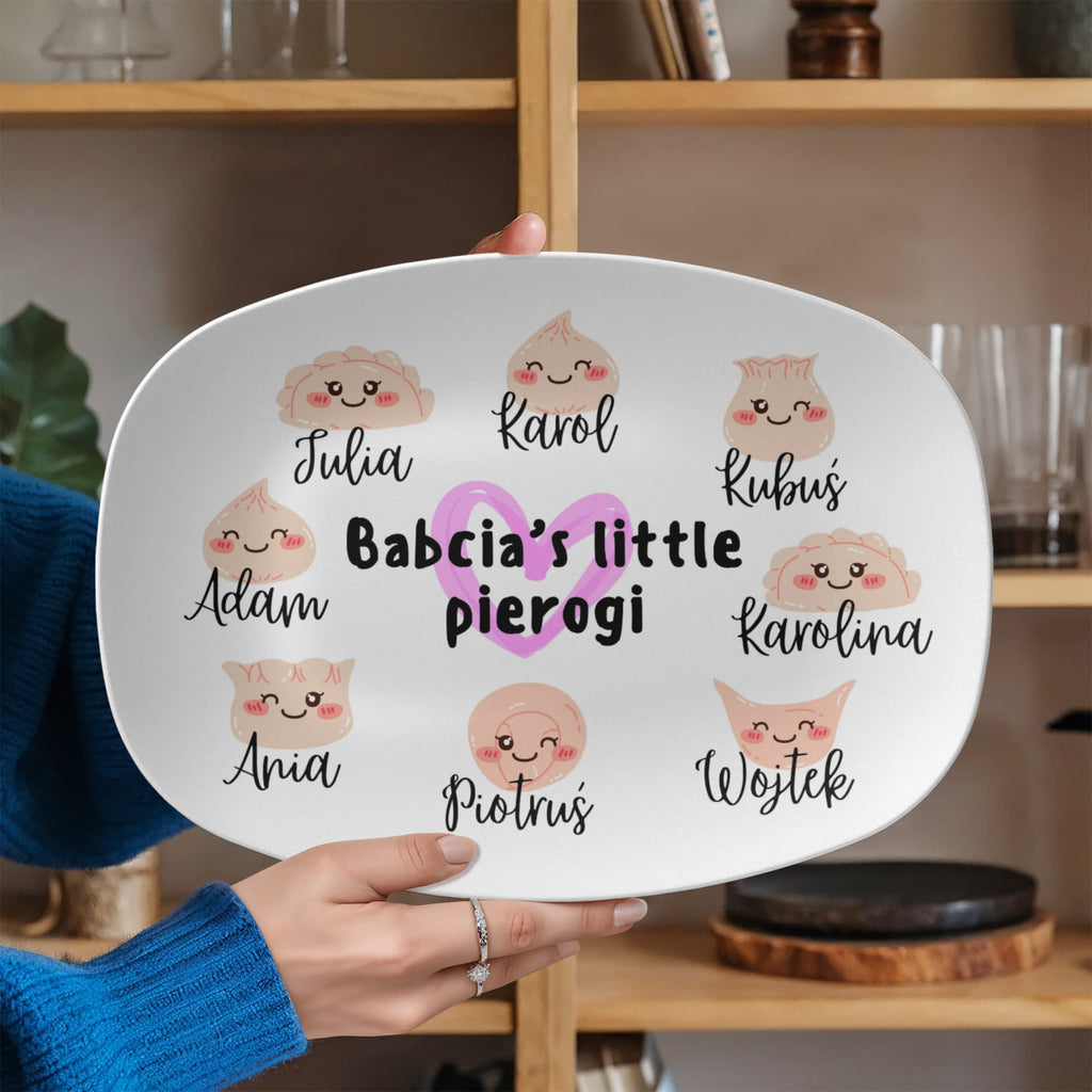 Babcia's little pierogi - personalized family platter with names Polish gift Family