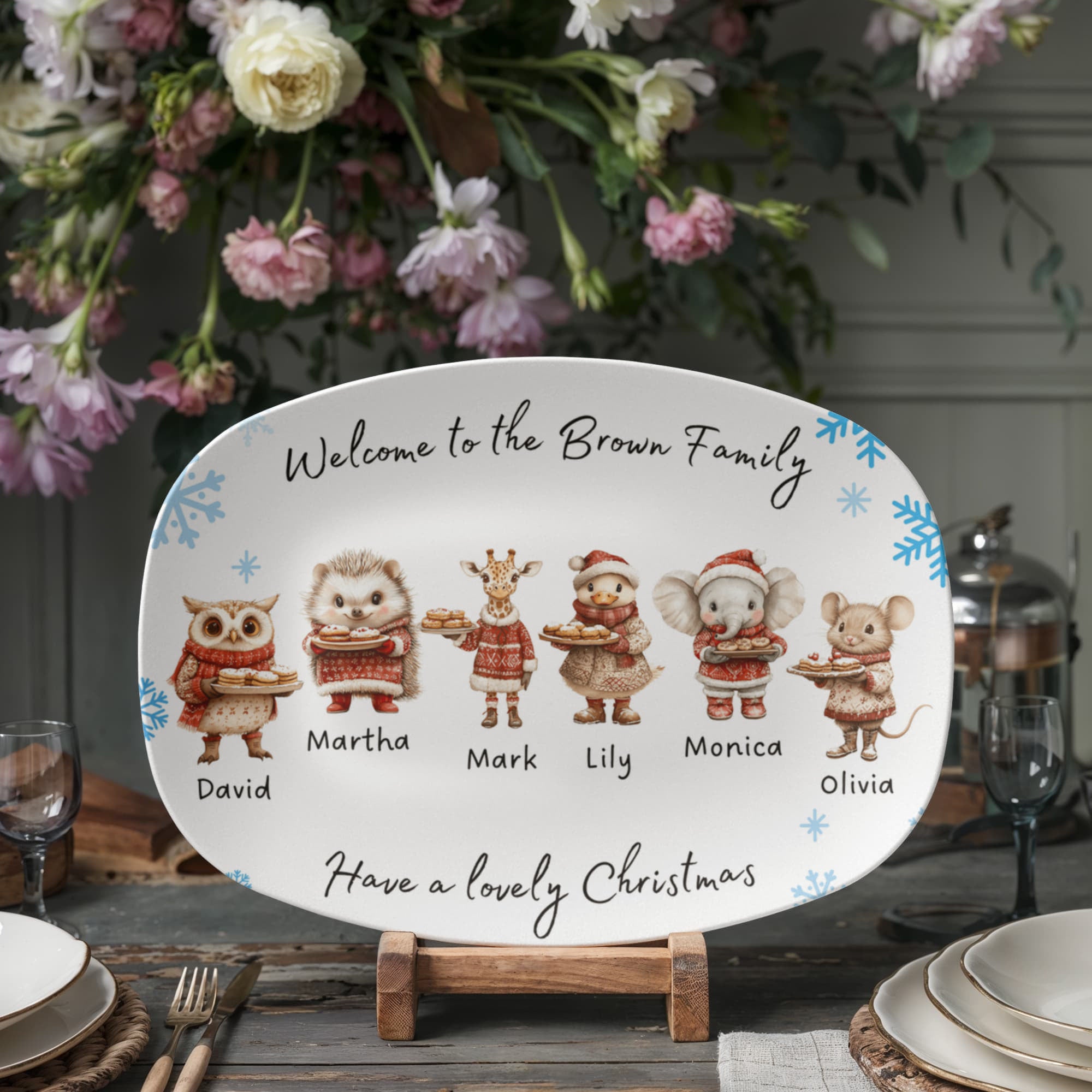 personalized Christmas family platter