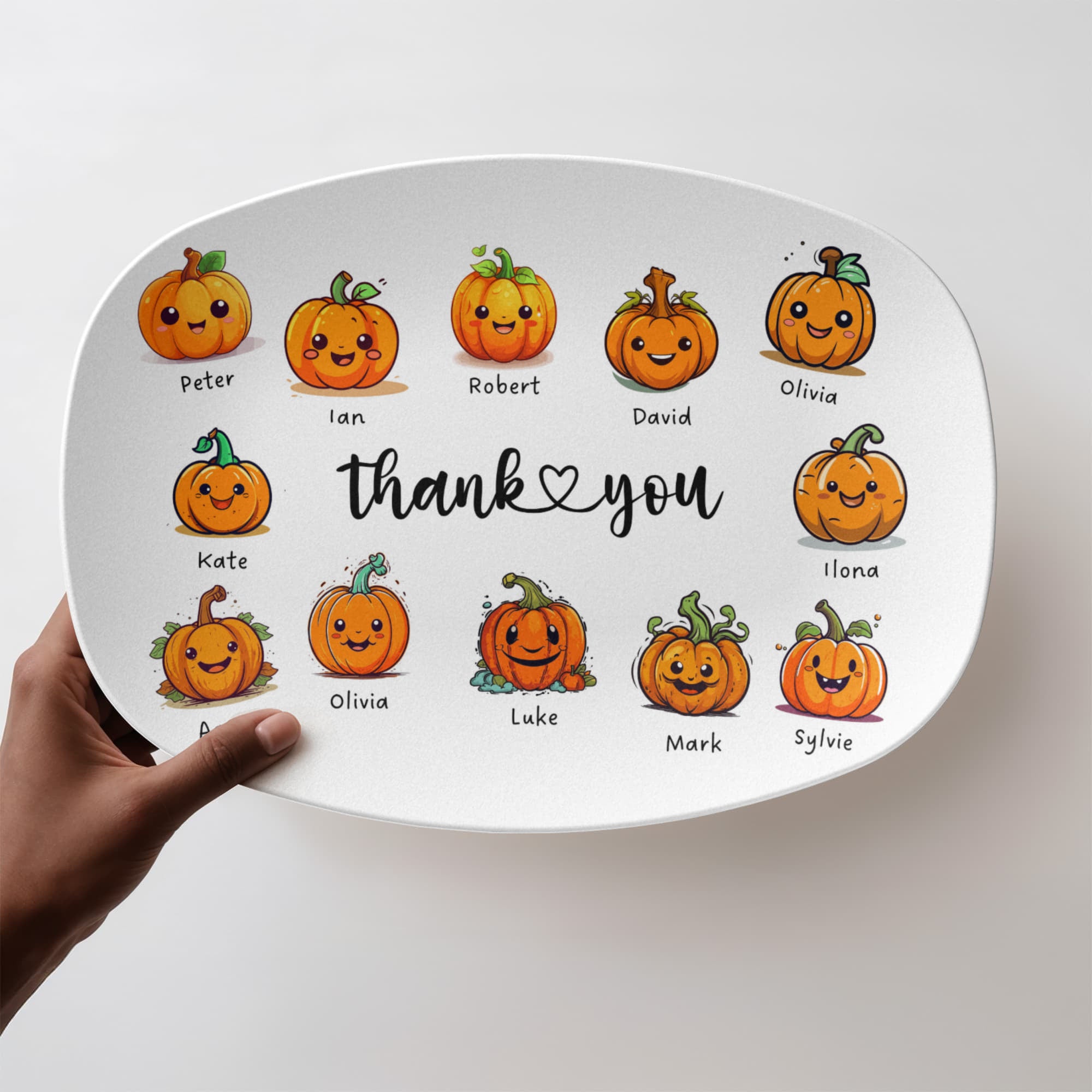 personalized serving platter thanksgiving pumpkin family with names