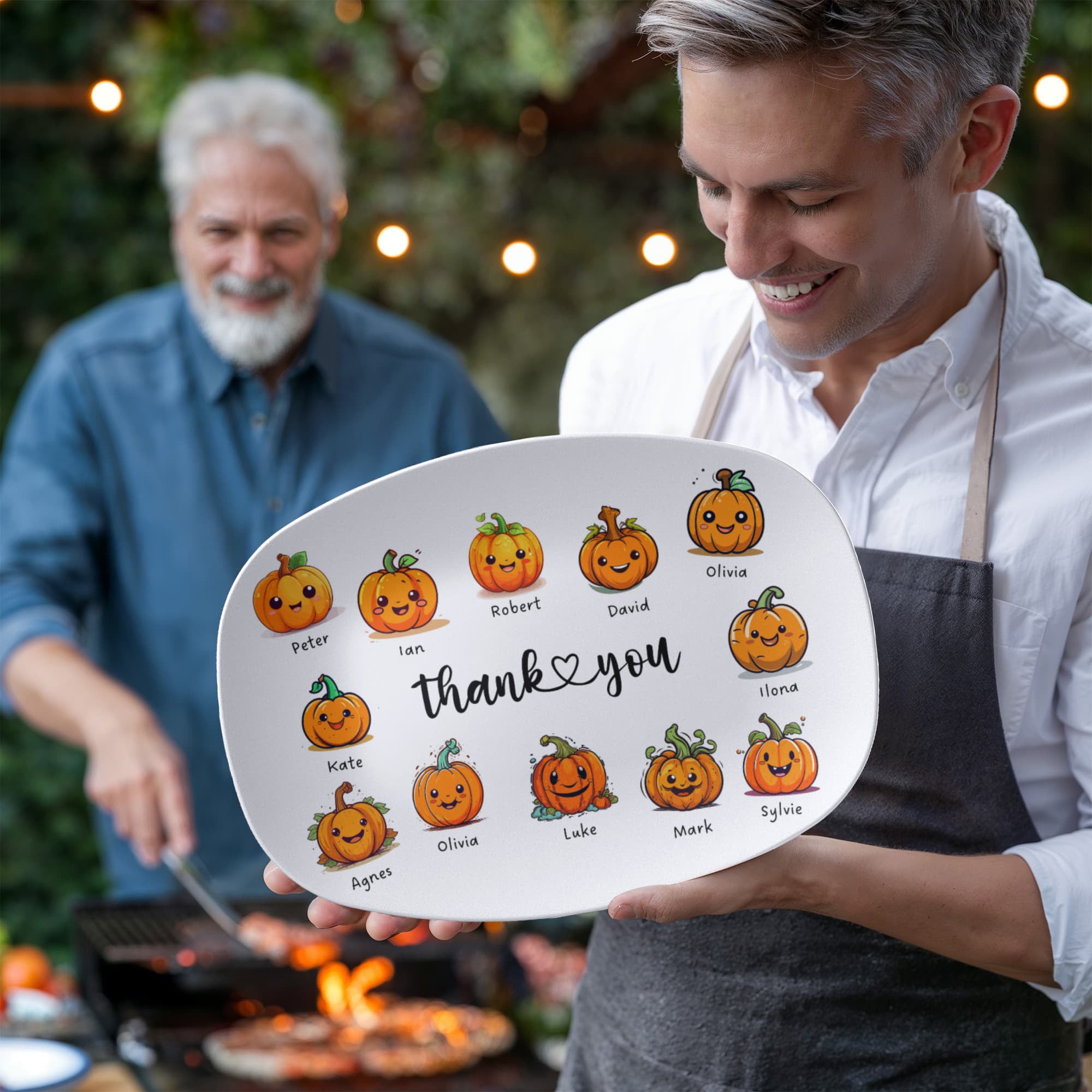 personalized serving platter thanksgiving pumpkin family with names