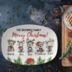Reindeer family personalized Christmas platter