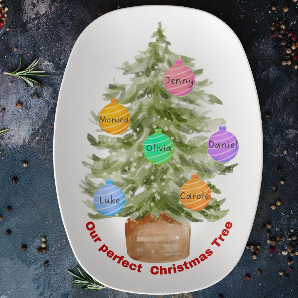 personalized platter with a christmas tree