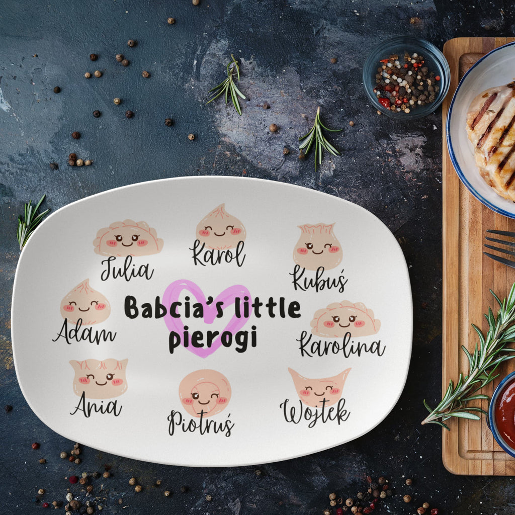 Babcia's little pierogi - personalized family platter with names Polish gift Family