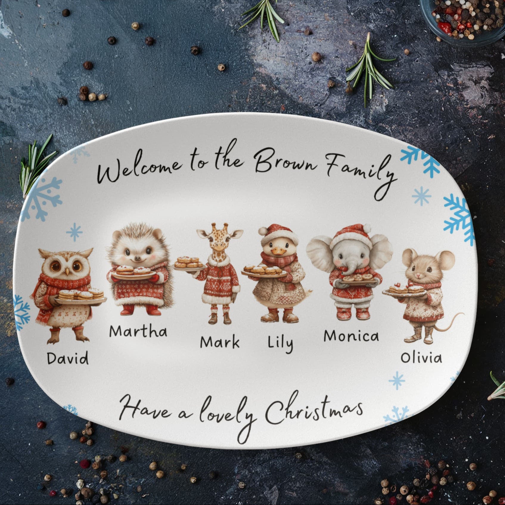 personalized Christmas family platter