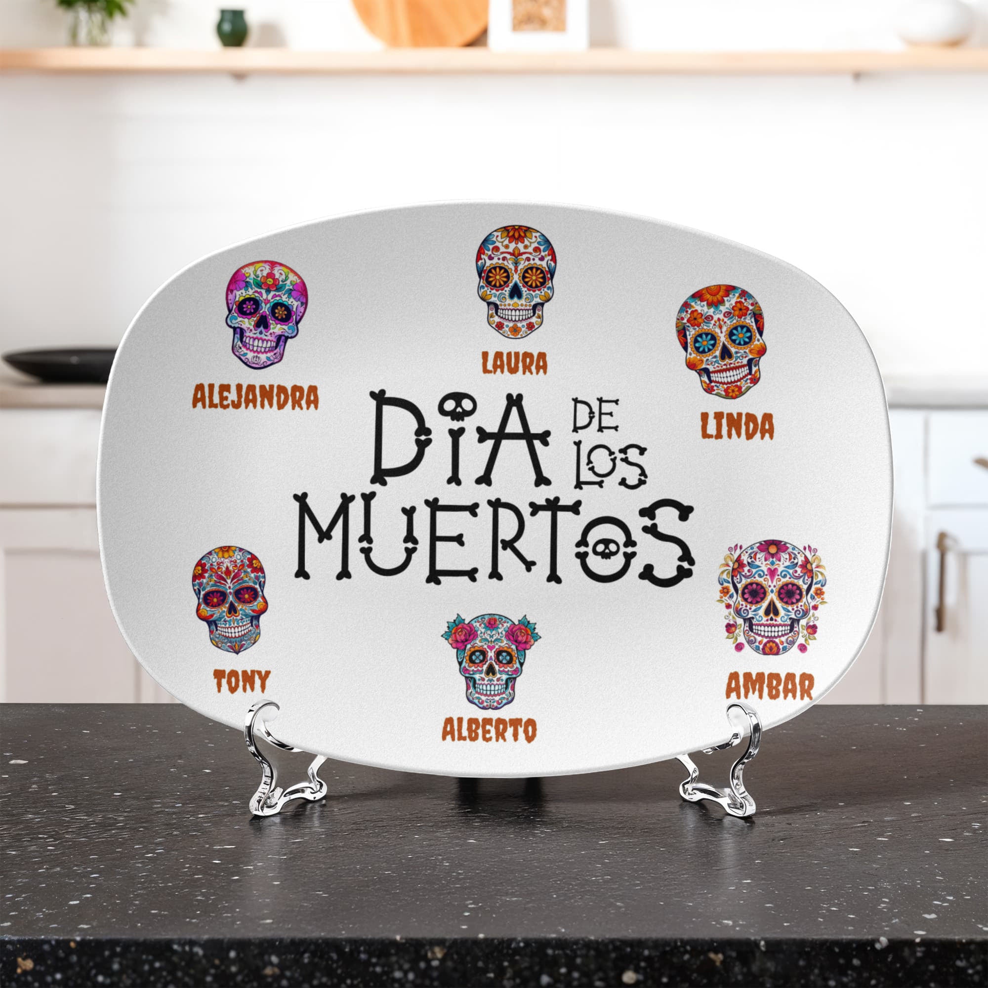 dia de los muertos personalized family platter with names