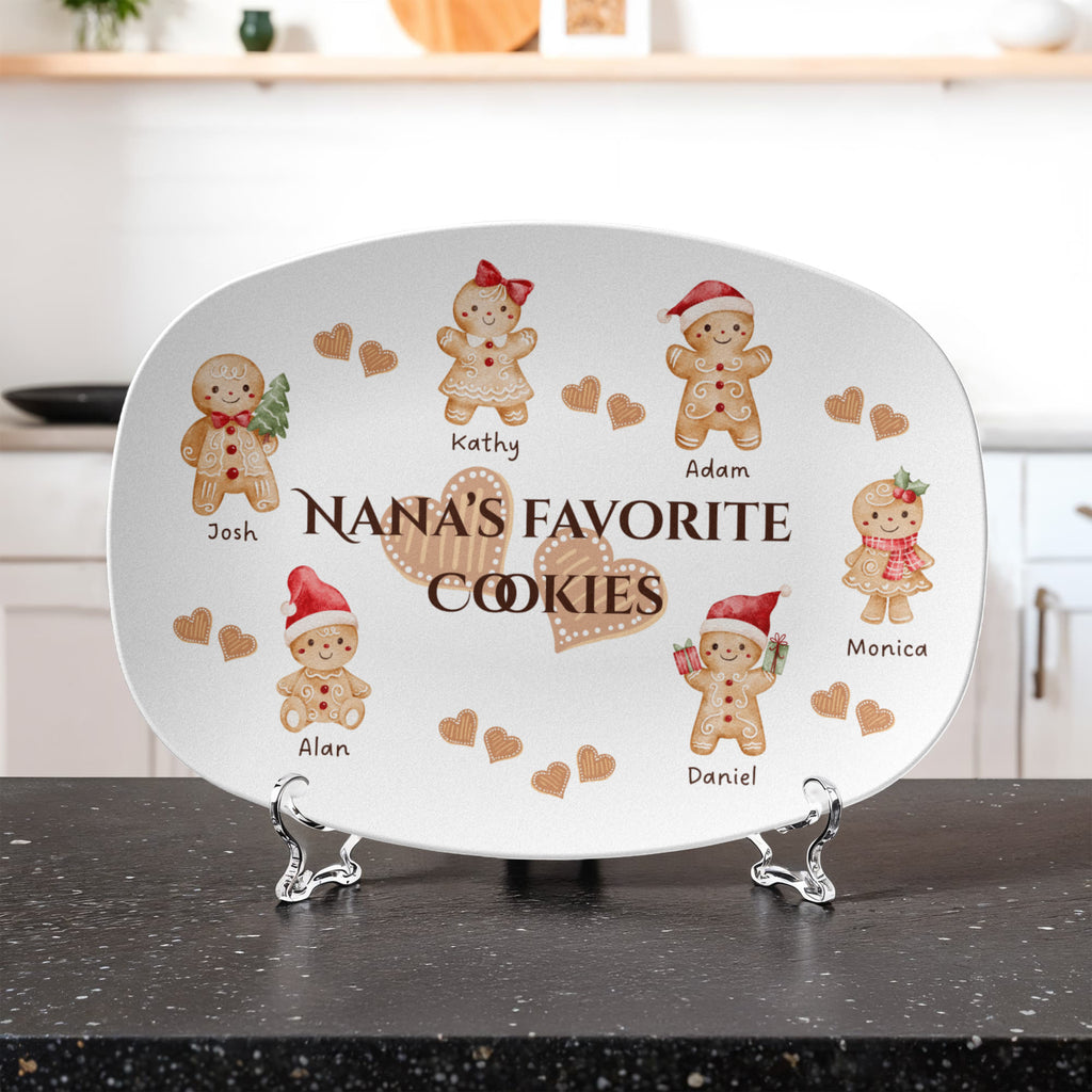 personalized family platter with names - gingerbreads characters