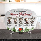 Reindeer family personalized Christmas platter
