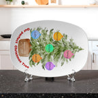 personalized platter with a christmas tree and names