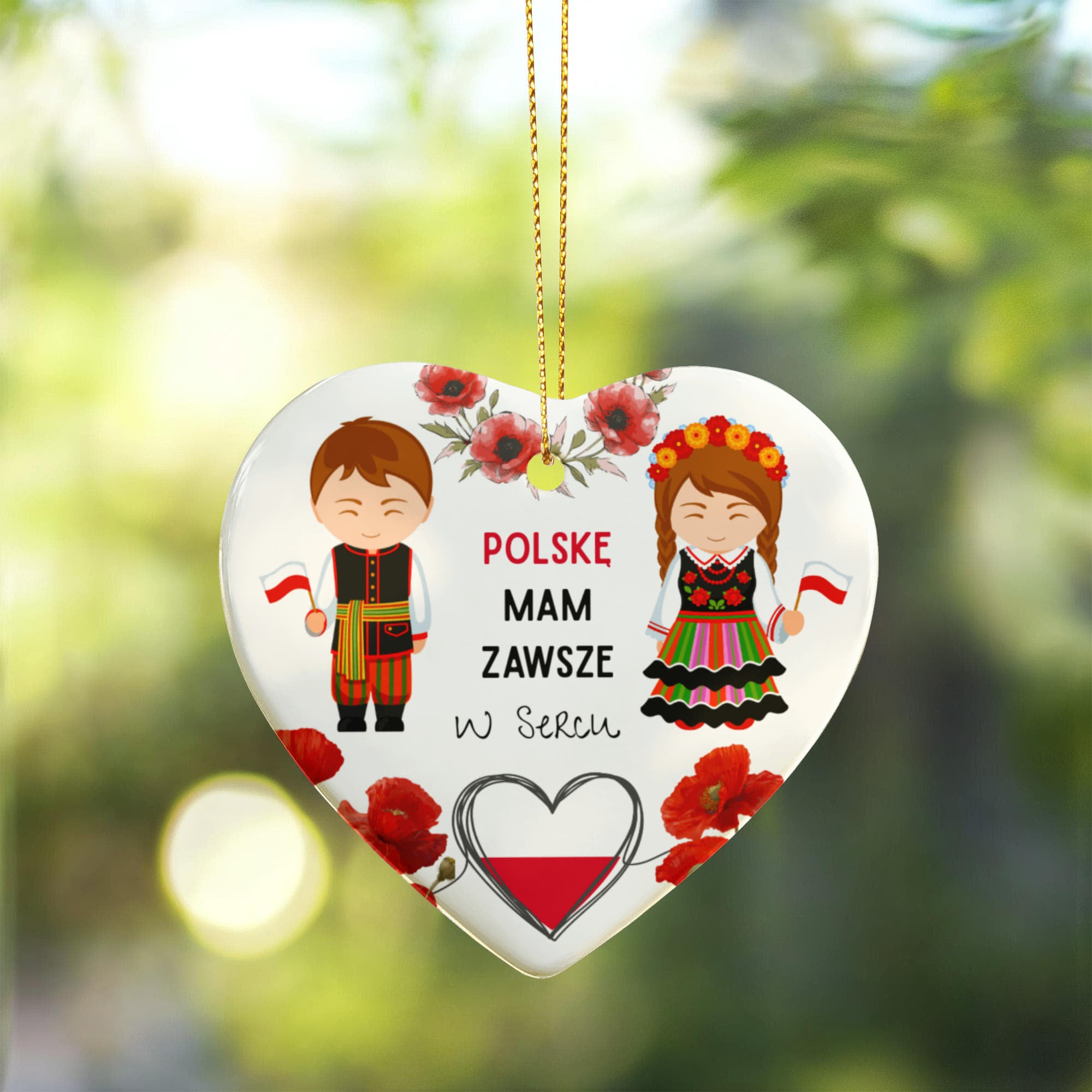 Polish Heart Ornament | Ceramic Christmas Decoration | Polish Heritage Decor