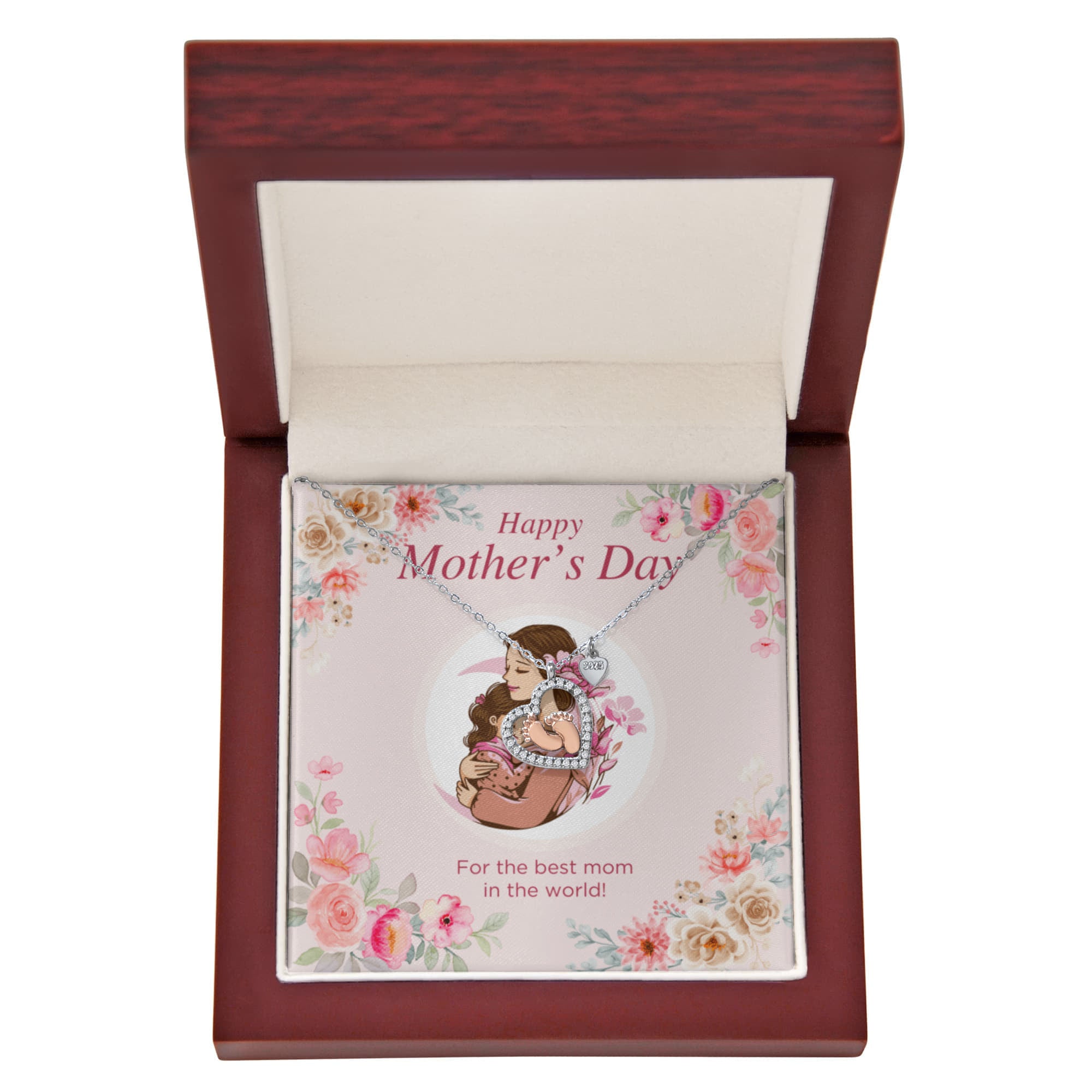 Baby Feet Heart Necklace for Mother's Day