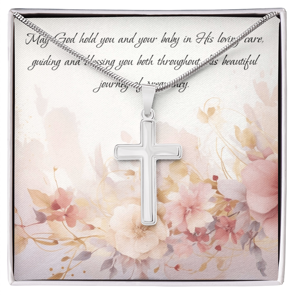 Collar de cruz de acero inoxidable: la protección de Dios para el embarazo