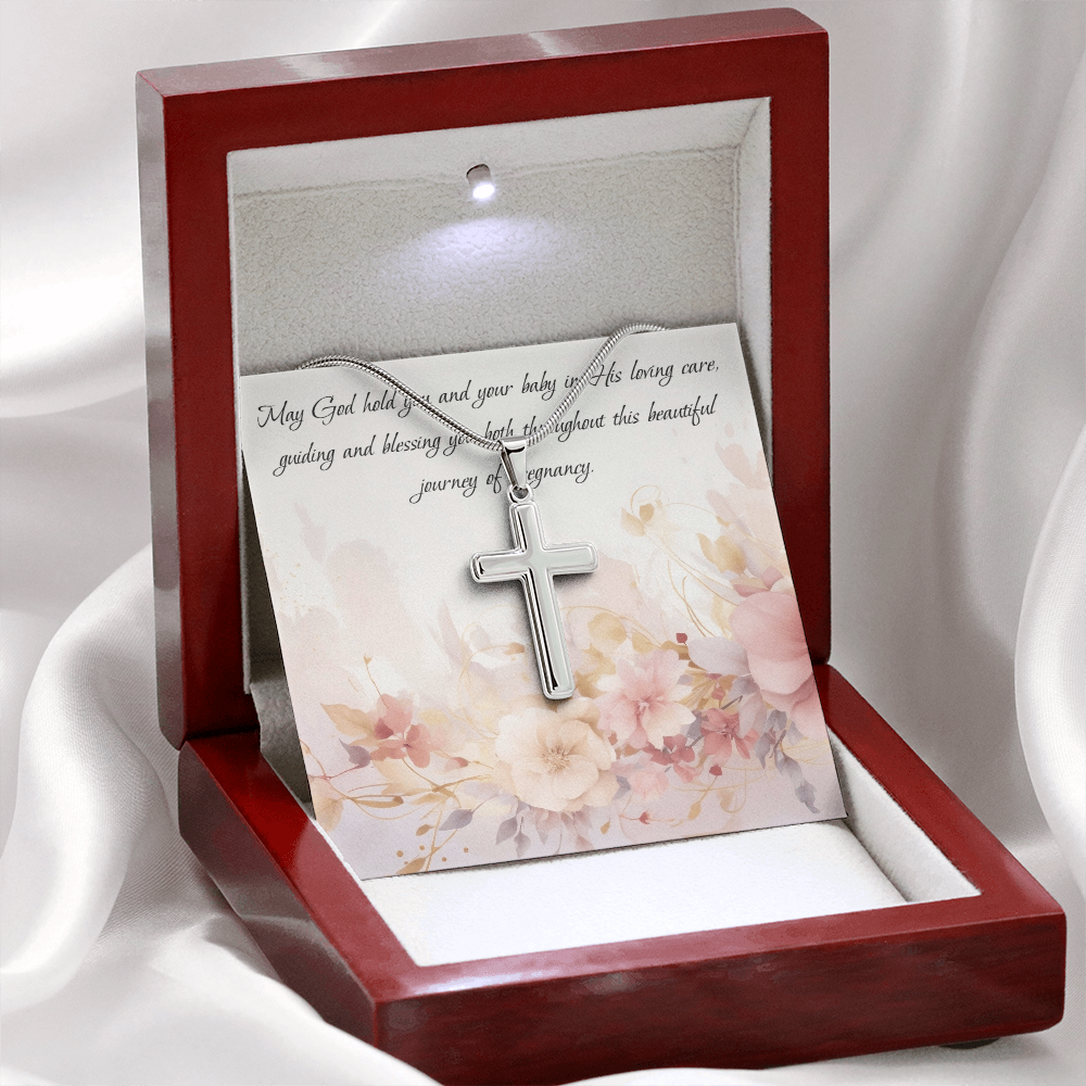 Stainless Steel Cross Necklace - God's protection for pregnancy