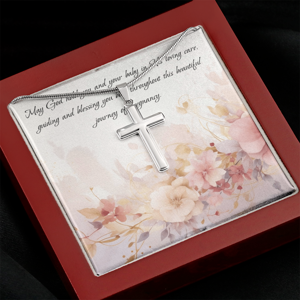 Stainless Steel Cross Necklace - God's protection for pregnancy