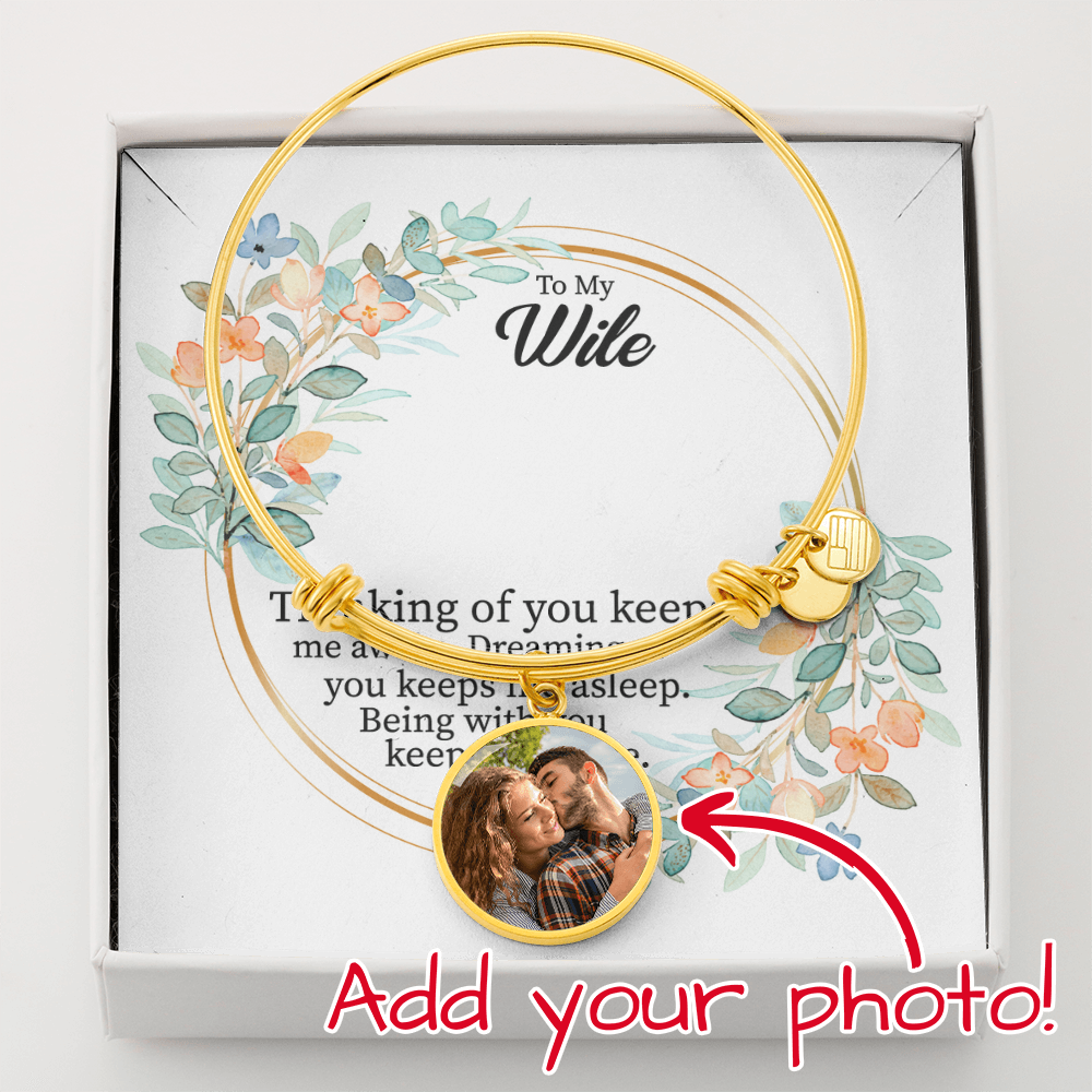 Bracelet for Wife with a photo and optional engraving Gold