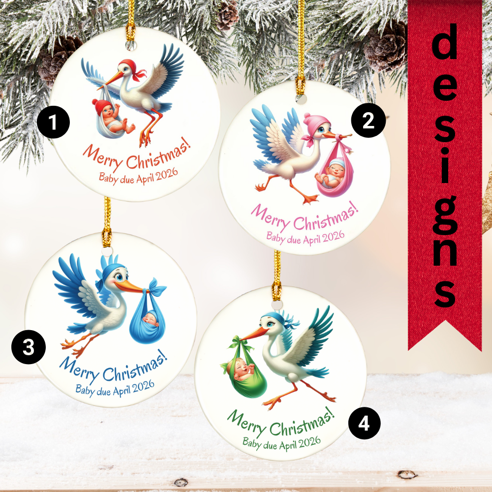 Personalized Pregnancy Announcement Christmas Ornament – Custom Ceramic Keepsake