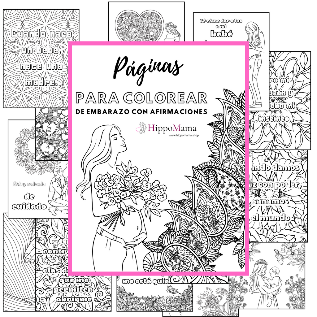 Páginas para Colorear con Afirmaciones para el Embarazo – PDF Imprimible
