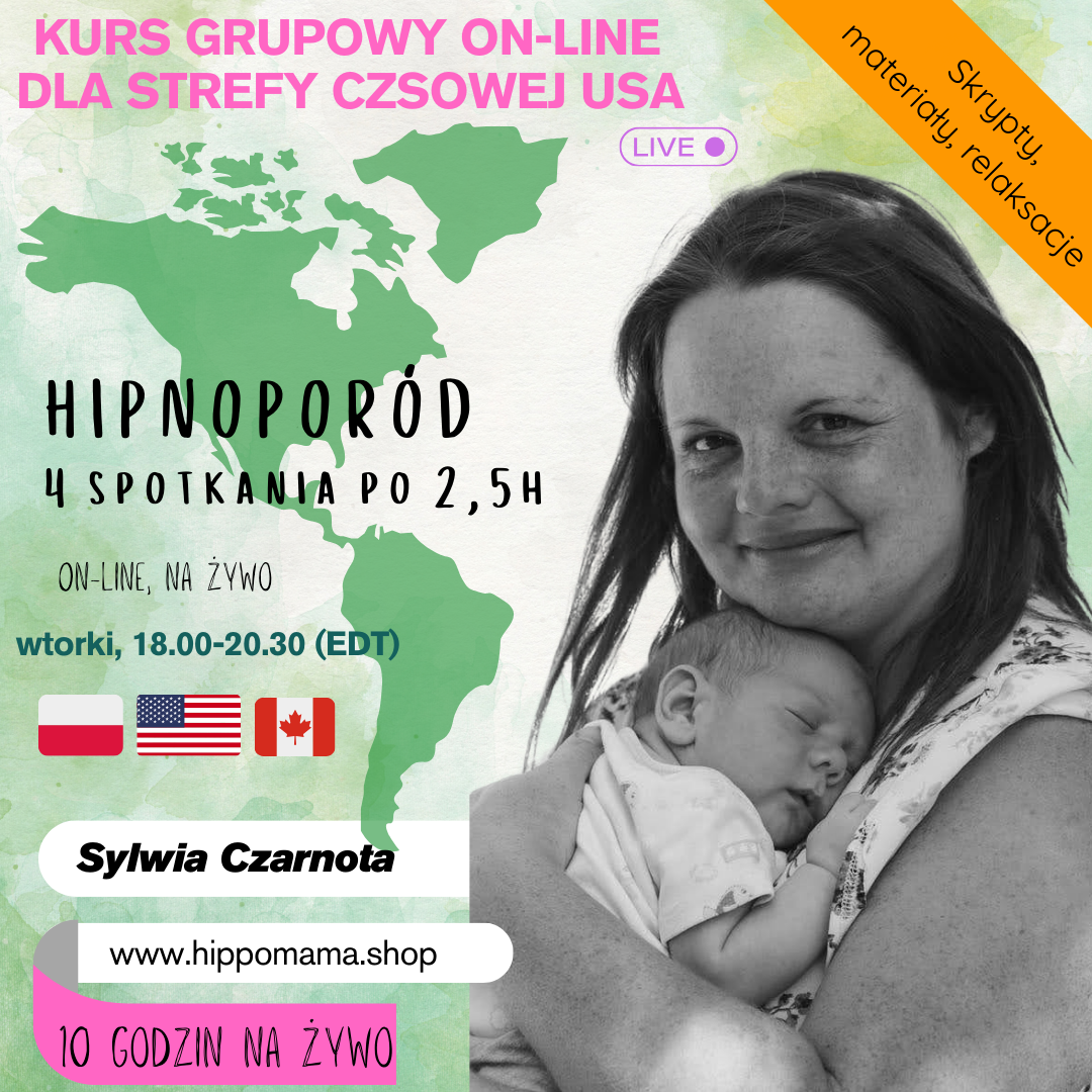 hipnoporód szkoła rodzenia po polsku w Ameryce zajęcia on-line
